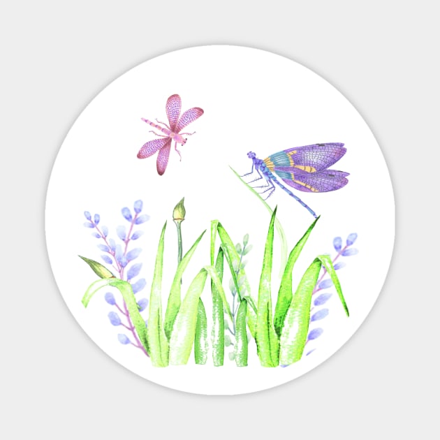 Dragonfly in pink and purple Magnet by LatiendadeAryam